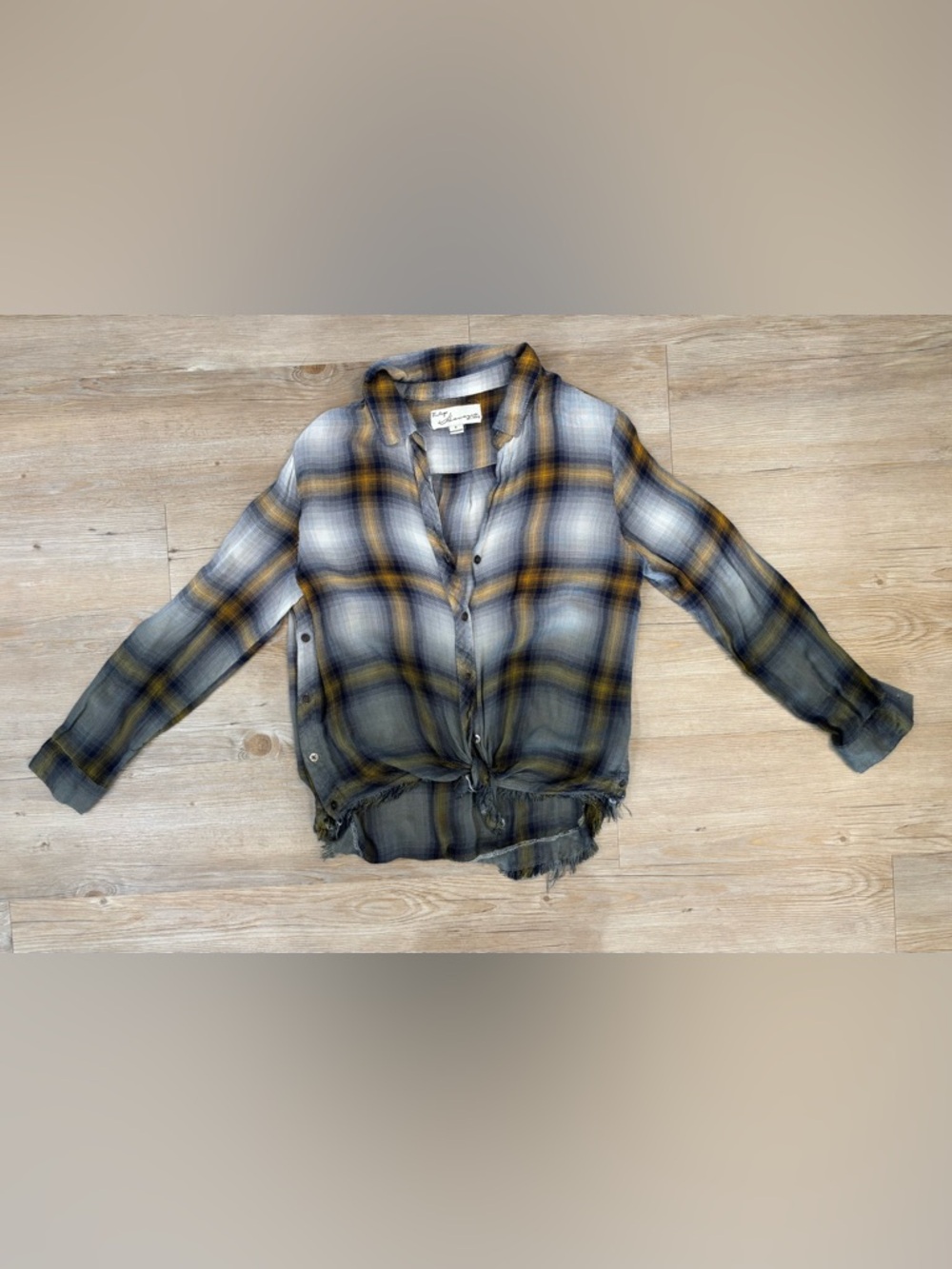Vintage Havana Plaid Shirt in Mustard and Gray